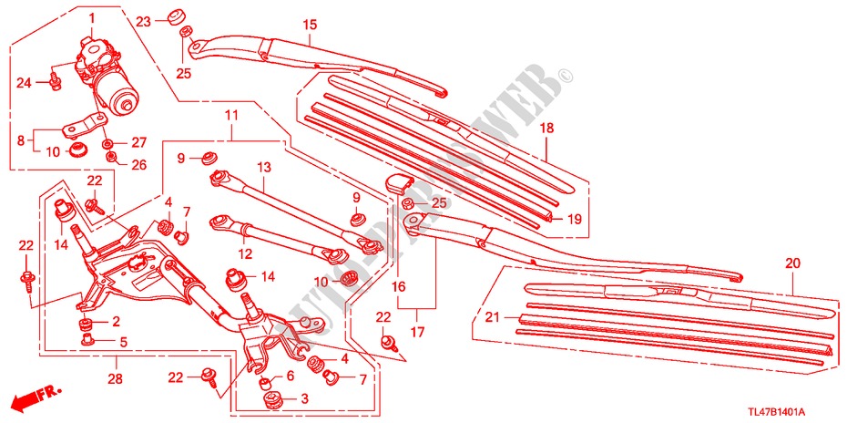 FRONT WINDSHIELD WIPER (RH) for Honda ACCORD TOURER 2.0 ES-GT 5 Doors 6 speed manual 2009