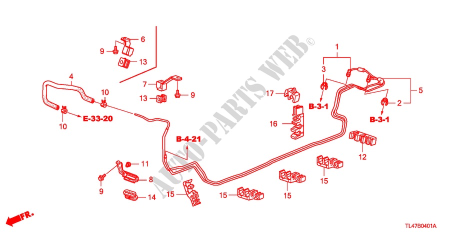 FUEL PIPE (DIESEL) (MT) for Honda ACCORD TOURER 2.2 EX 5 Doors 6 speed manual 2009