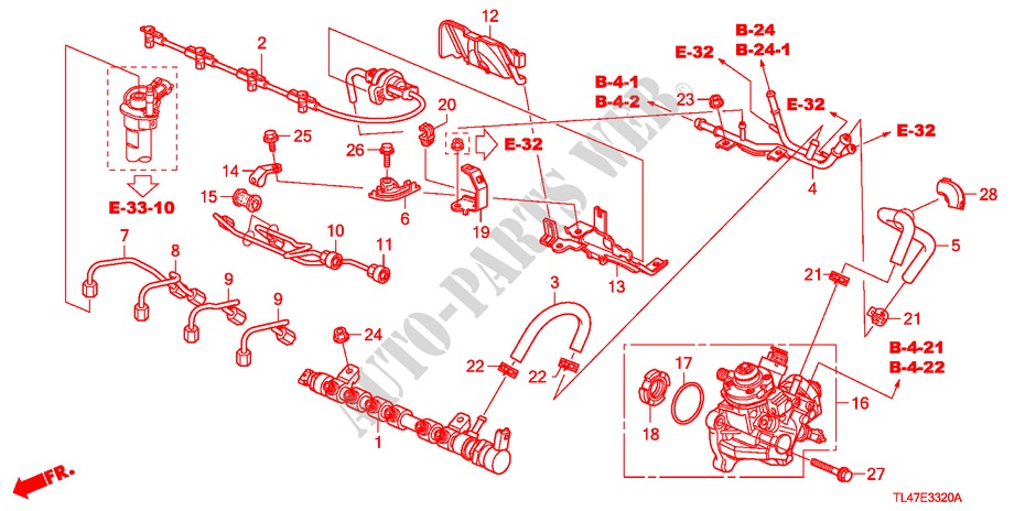 FUEL RAIL/HIGH PRESSURE P UMP (DIESEL) for Honda ACCORD TOURER 2.2 EX 5 Doors 6 speed manual 2009