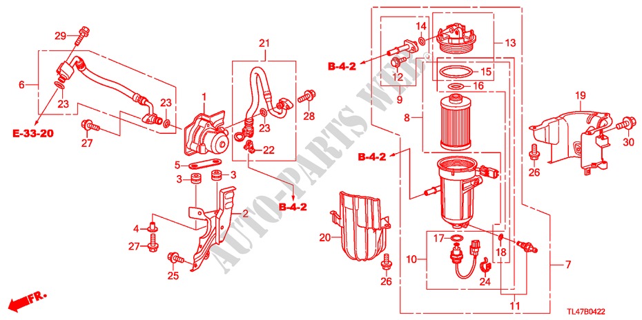 FUEL STRAINER (DIESEL) (AT) for Honda ACCORD TOURER 2.2 ELEGANCE 5 Doors 5 speed automatic 2009