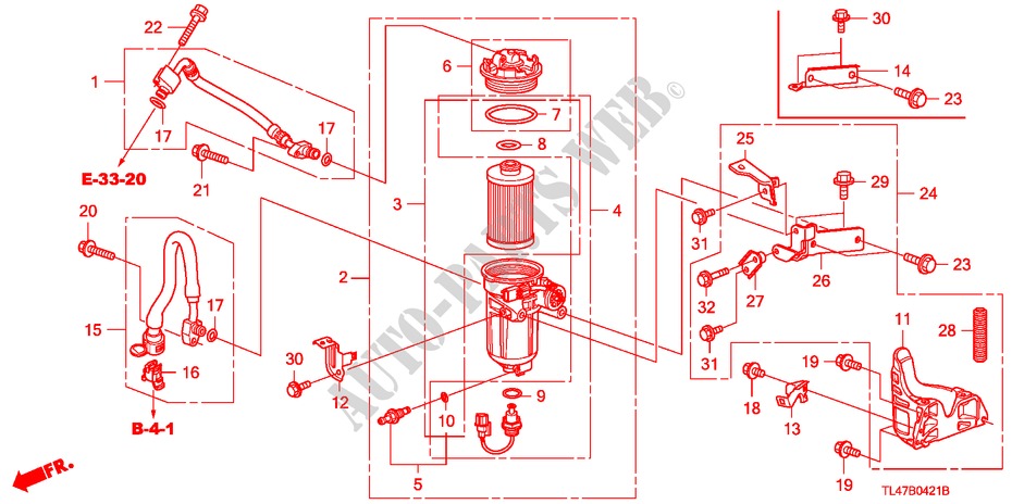FUEL STRAINER (DIESEL) (MT) for Honda ACCORD TOURER 2.2 ES 5 Doors 6 speed manual 2009