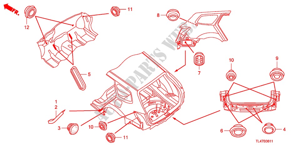 GROMMET (REAR) for Honda ACCORD TOURER 2.0 COMFORT 5 Doors 6 speed manual 2009