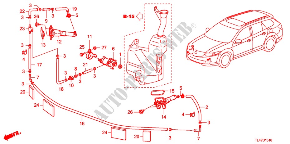 HEADLIGHT WASHER for Honda ACCORD TOURER 2.0 COMFORT 5 Doors 6 speed manual 2009