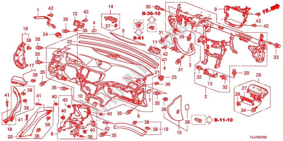 INSTRUMENT PANEL (LH) for Honda ACCORD TOURER 2.0 EXECUTIVE 5 Doors 6 speed manual 2009