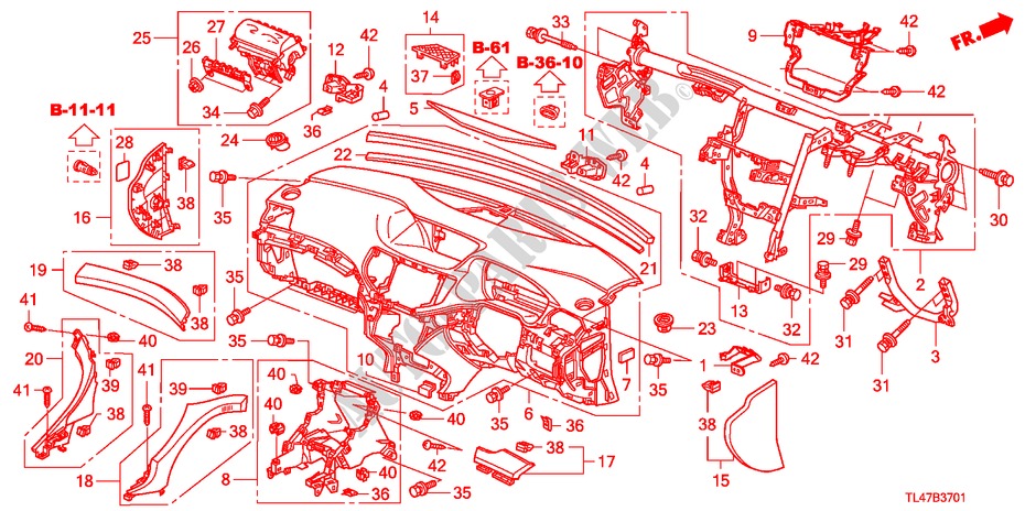 INSTRUMENT PANEL (RH) for Honda ACCORD TOURER 2.2 EX 5 Doors 6 speed manual 2009