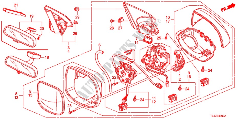 MIRROR for Honda ACCORD TOURER 2.0 EXECUTIVE 5 Doors 6 speed manual 2009