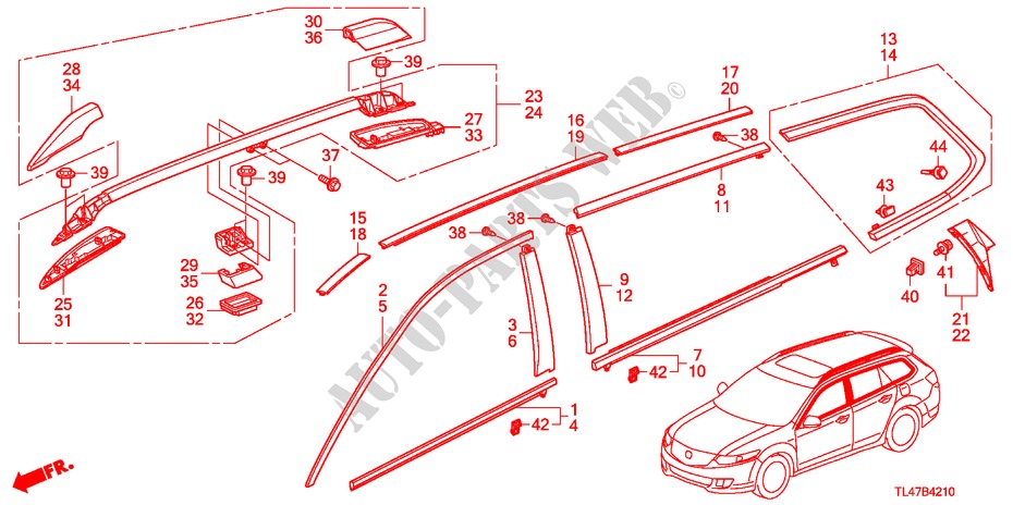 MOLDING/ROOF RAIL for Honda ACCORD TOURER 2.2 ES 5 Doors 5 speed automatic 2009