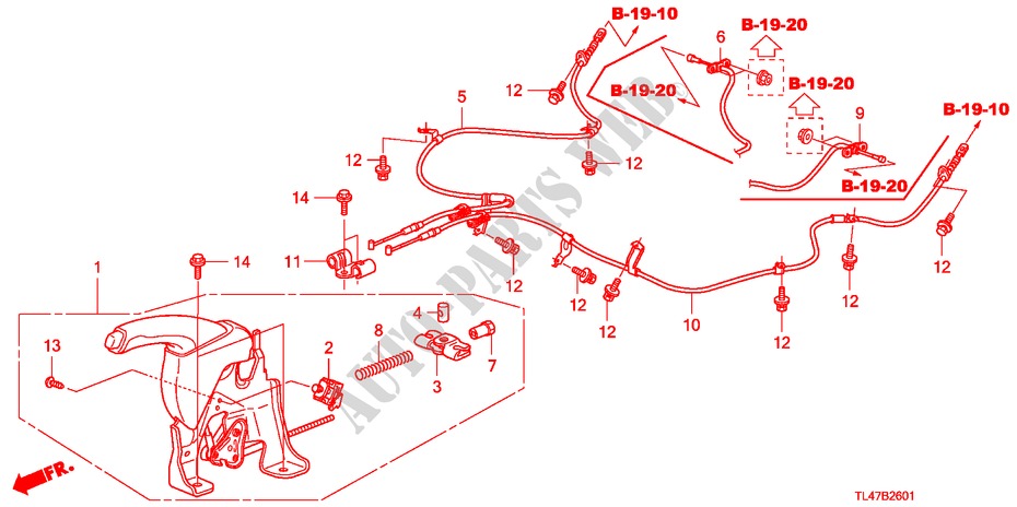 PARKING BRAKE (RH) for Honda ACCORD TOURER 2.2 EX-GT 5 Doors 6 speed manual 2009