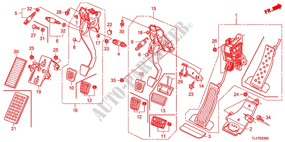 PEDAL (LH) for Honda ACCORD TOURER 2.4 TYPE S 5 Doors 6 speed manual 2009