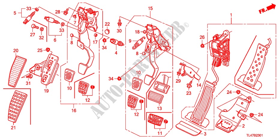 PEDAL (RH) for Honda ACCORD TOURER 2.2 EX 5 Doors 6 speed manual 2009