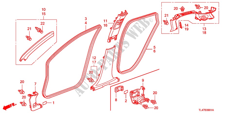 PILLAR GARNISH (RH) for Honda ACCORD TOURER 2.0 S 5 Doors 6 speed manual 2009