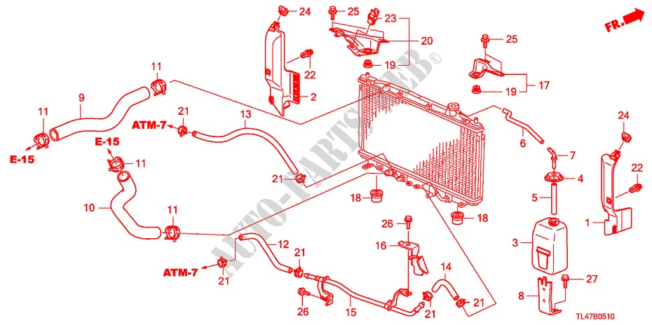 RADIATOR HOSE/RESERVE TAN K (2.0L) for Honda ACCORD TOURER 2.0 EXECUTIVE 5 Doors 6 speed manual 2009