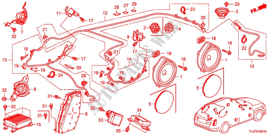 RADIO ANTENNA/SPEAKER (RH) for Honda ACCORD TOURER 2.0 ES-GT 5 Doors 6 speed manual 2009