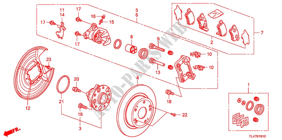 REAR BRAKE (1) for Honda ACCORD TOURER 2.0 COMFORT 5 Doors 6 speed manual 2009