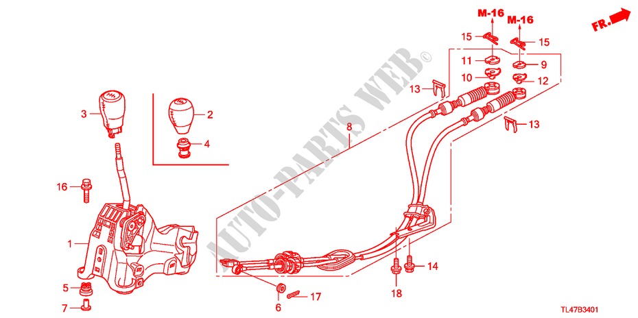 SHIFT LEVER (DIESEL) for Honda ACCORD TOURER 2.2 ES-GT 5 Doors 6 speed manual 2009