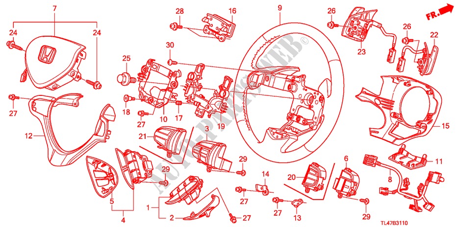 STEERING WHEEL (SRS) for Honda ACCORD TOURER 2.0 COMFORT 5 Doors 6 speed manual 2009