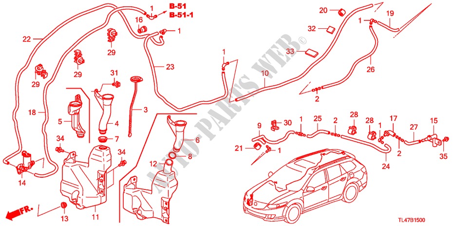 WINDSHIELD WASHER for Honda ACCORD TOURER 2.0 COMFORT 5 Doors 6 speed manual 2009