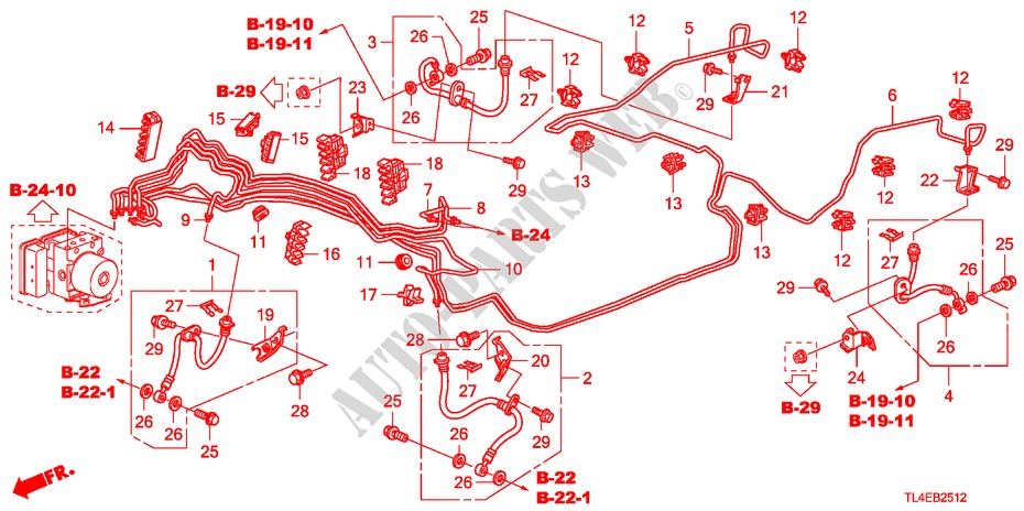 BRAKE LINES(VSA)(DIESEL)( LH) for Honda ACCORD TOURER 2.2 ELEGANCE 5 Doors 5 speed automatic 2010