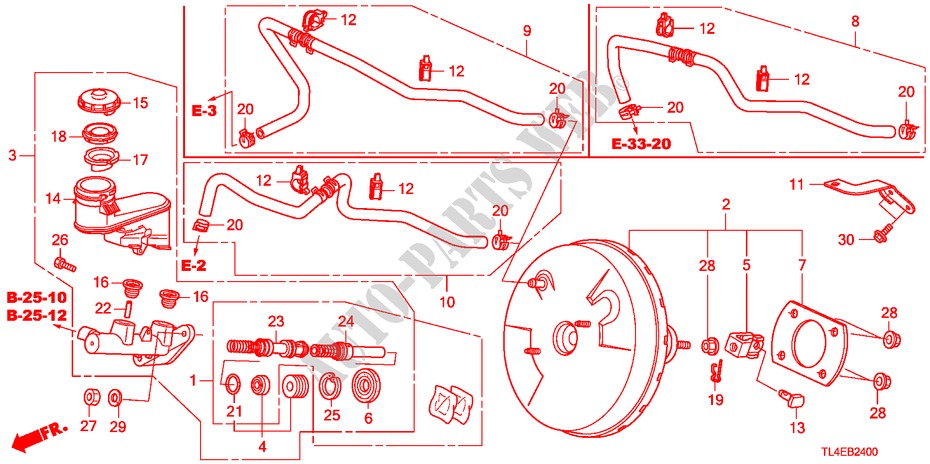 BRAKE MASTER CYLINDER/MAS TER POWER(LH) for Honda ACCORD TOURER 2.4 EXECUTIVE 5 Doors 6 speed manual 2010