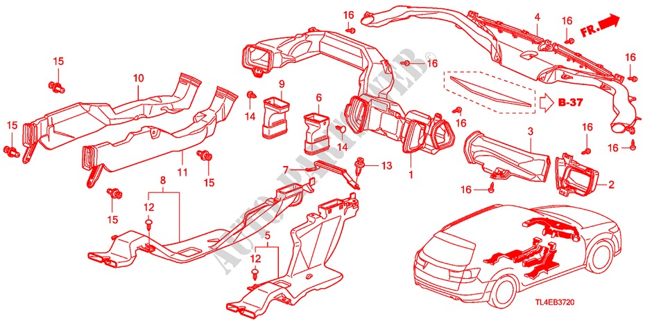 DUCT(LH) for Honda ACCORD TOURER 2.4 EXECUTIVE 5 Doors 6 speed manual 2010