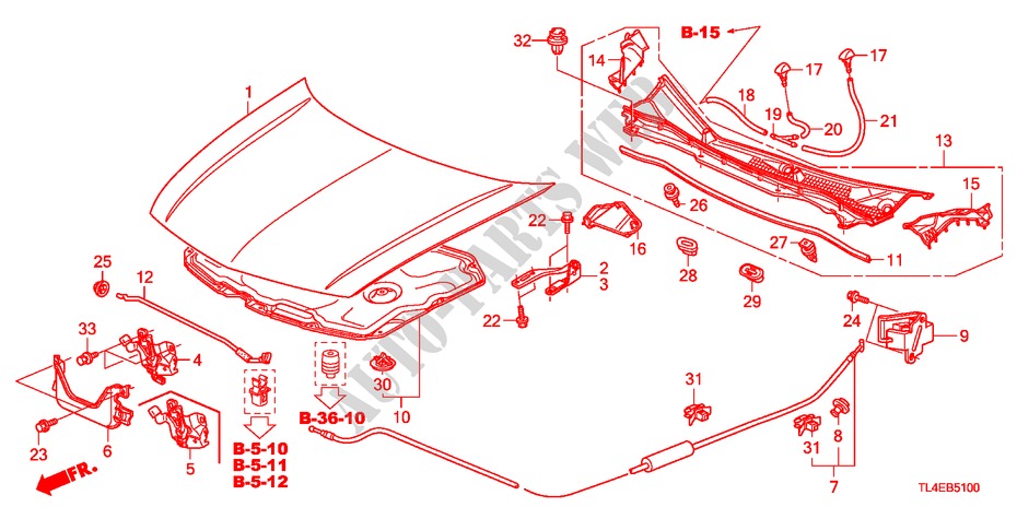 ENGINE HOOD(LH) for Honda ACCORD TOURER 2.4 EXECUTIVE 5 Doors 6 speed manual 2010