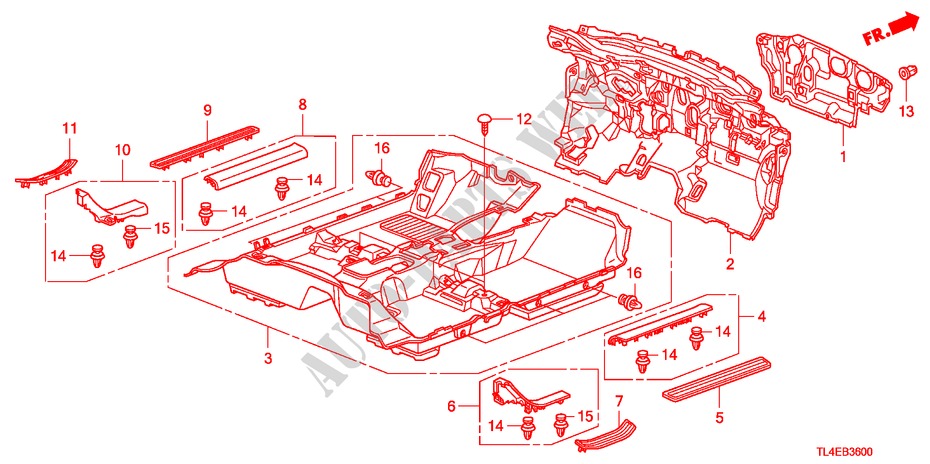 FLOOR MAT for Honda ACCORD TOURER 2.0 EXECUTIVE 5 Doors 5 speed automatic 2011