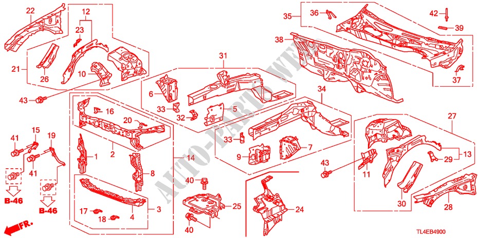 FRONT BULKHEAD/DASHBOARD for Honda ACCORD TOURER 2.4 EXECUTIVE 5 Doors 6 speed manual 2010