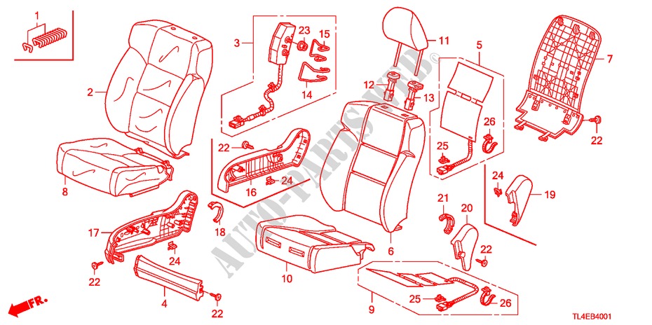 FRONT SEAT(R.)(LH) for Honda ACCORD TOURER 2.4 EXECUTIVE 5 Doors 6 speed manual 2010
