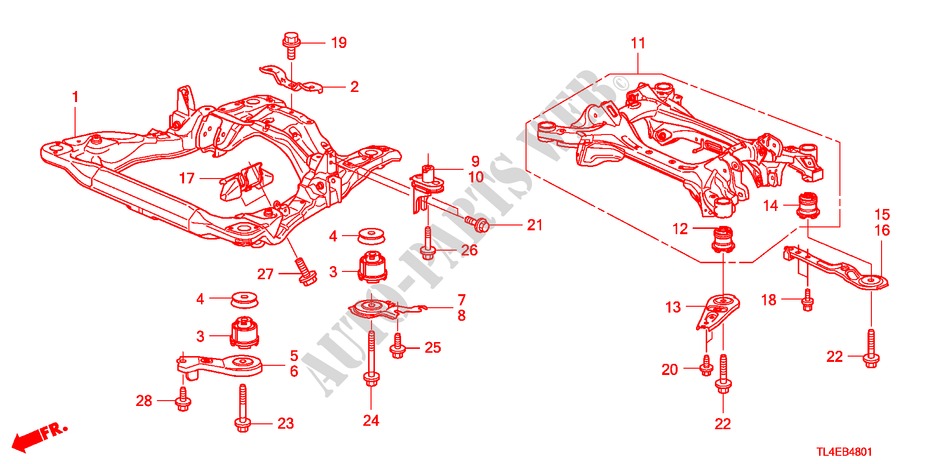 FRONT SUB FRAME/REAR BEAM (DIESEL) for Honda ACCORD TOURER 2.2 TYPE S-H 5 Doors 6 speed manual 2010