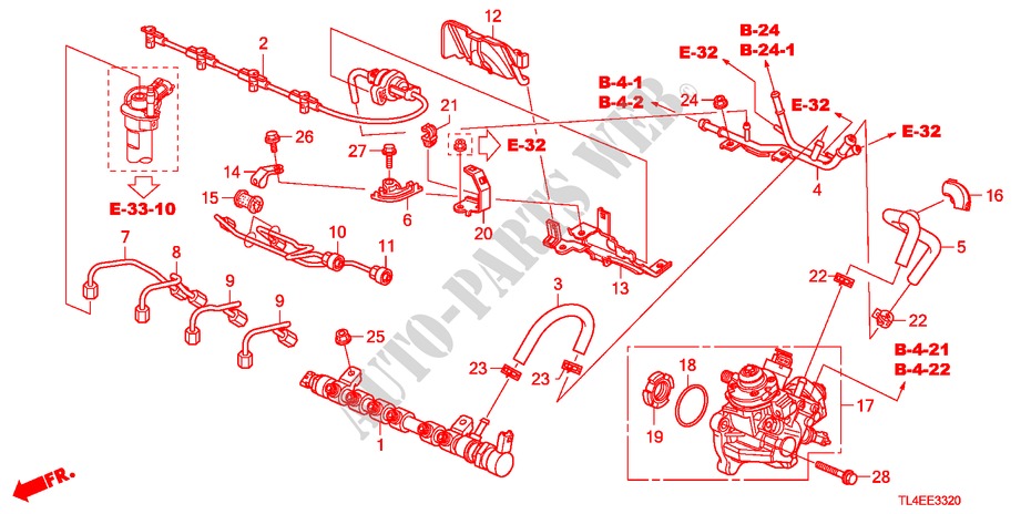 FUEL RAIL/HIGH PRESSURE P UMP(DIESEL) for Honda ACCORD TOURER 2.2 EXECUTIVE-H 5 Doors 6 speed manual 2011