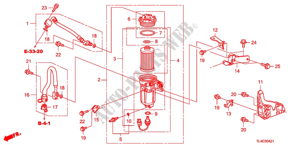 FUEL STRAINER(DIESEL)(MT) for Honda ACCORD TOURER 2.2 EX-H 5 Doors 6 speed manual 2010