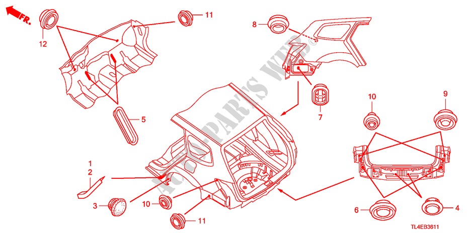 GROMMET(REAR) for Honda ACCORD TOURER 2.0 ELEGANCE 5 Doors 6 speed manual 2011