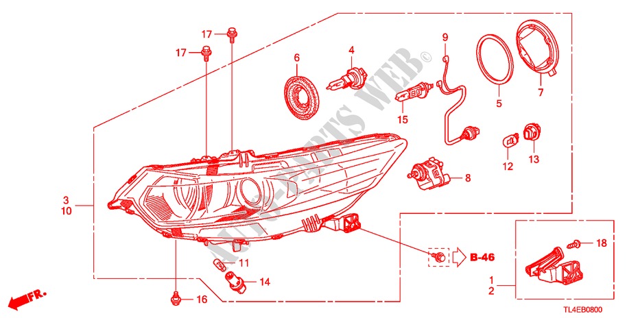 HEADLIGHT for Honda ACCORD TOURER 2.0 COMFOT 5 Doors 6 speed manual 2011