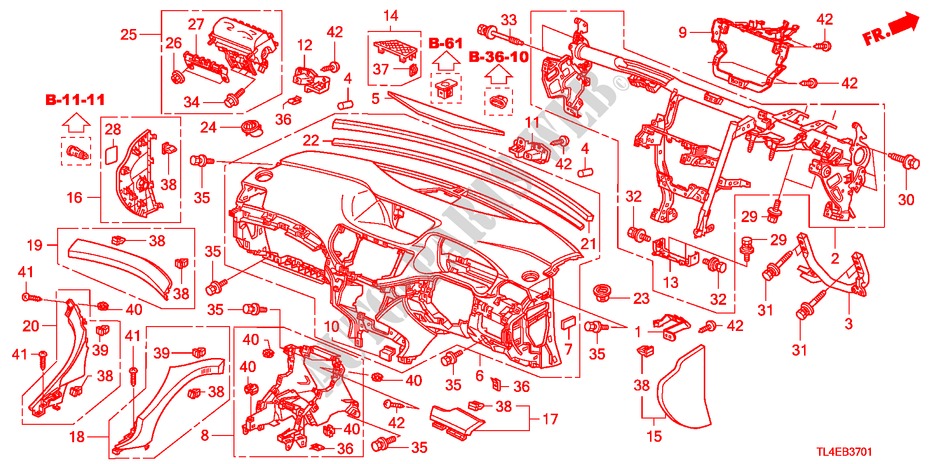 INSTRUMENT PANEL(RH) for Honda ACCORD TOURER 2.0 ES-GT 5 Doors 5 speed automatic 2010