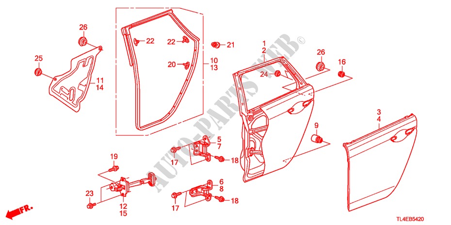 REAR DOOR PANELS for Honda ACCORD TOURER 2.4 EXECUTIVE 5 Doors 6 speed manual 2010