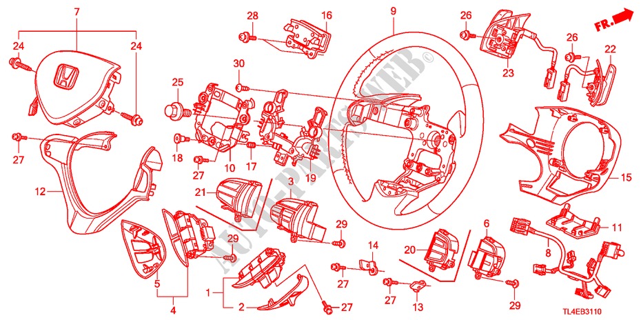 STEERING WHEEL(SRS) for Honda ACCORD TOURER 2.4 EXECUTIVE 5 Doors 6 speed manual 2010