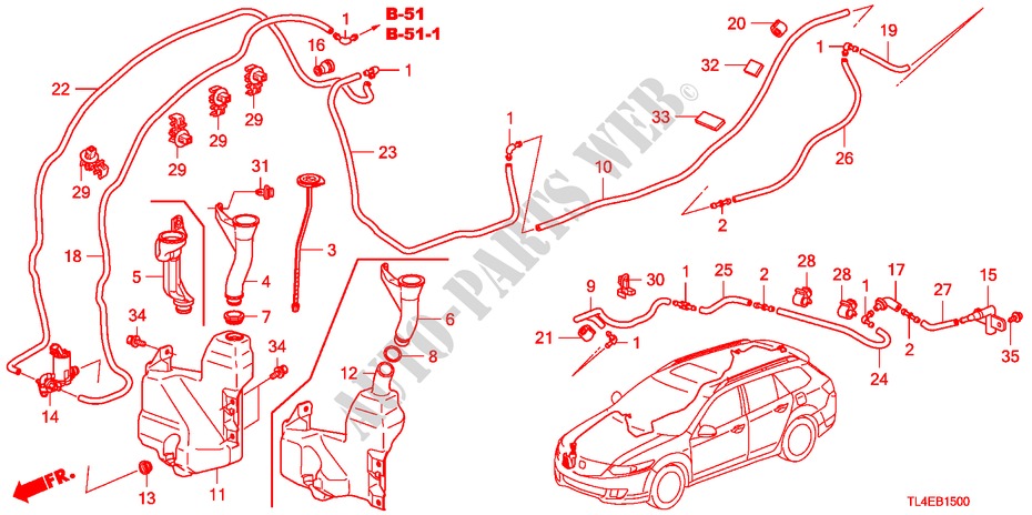 WINDSHIELD WASHER for Honda ACCORD TOURER 2.4 EXECUTIVE 5 Doors 6 speed manual 2010
