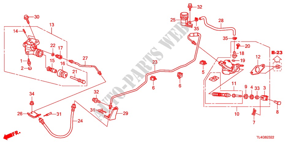 CLUTCH MASTER CYLINDER(DI ESEL)(LH) for Honda ACCORD TOURER 2.2 COMFORT 5 Doors 6 speed manual 2012