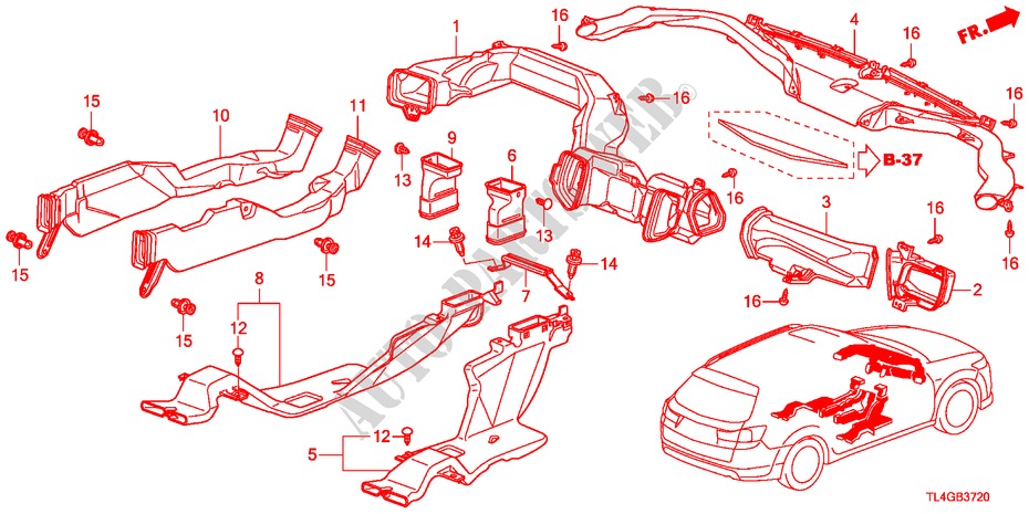 DUCT(LH) for Honda ACCORD TOURER 2.0 ELEGANCE 5 Doors 6 speed manual 2012