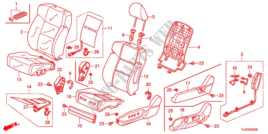 FRONT SEAT(L.)(LH) for Honda ACCORD TOURER 2.0 COMFOT 5 Doors 6 speed manual 2012