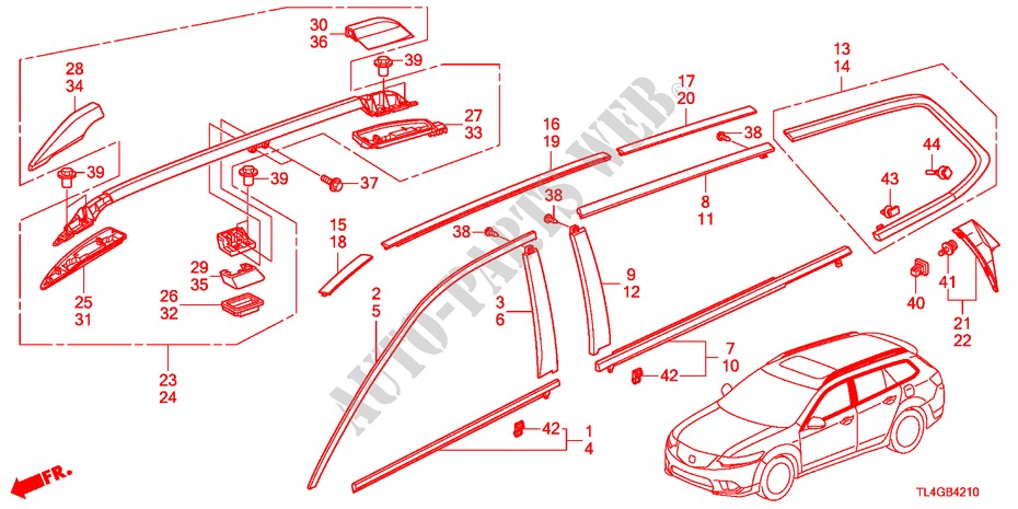 MOLDING/ROOF RAIL for Honda ACCORD TOURER 2.0 ES-GT 5 Doors 5 speed automatic 2012