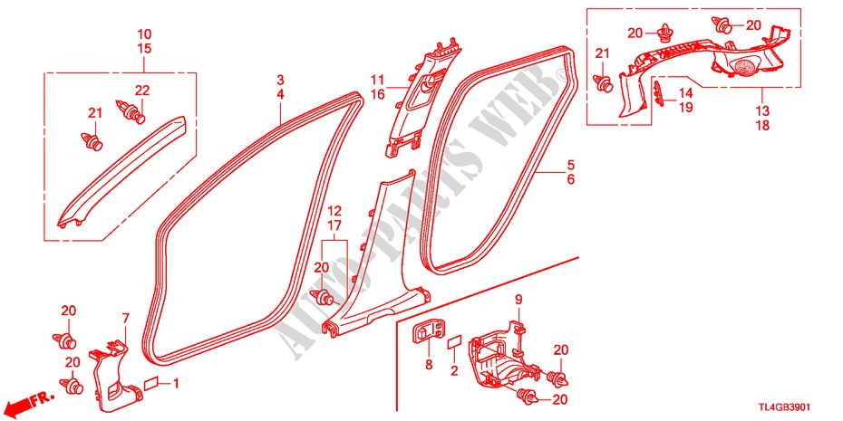 PILLAR GARNISH(RH) for Honda ACCORD TOURER 2.0 ES-GT 5 Doors 5 speed automatic 2012