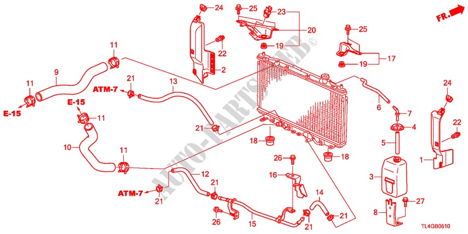 RADIATOR HOSE/RESERVE TAN K(2.0L) for Honda ACCORD TOURER 2.0 ES-GT 5 Doors 5 speed automatic 2012