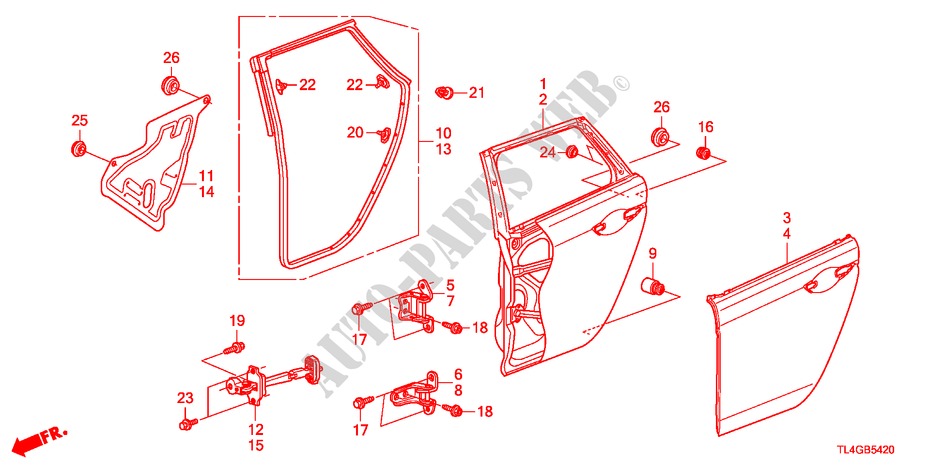 REAR DOOR PANELS for Honda ACCORD TOURER 2.0 ES-GT 5 Doors 5 speed automatic 2012