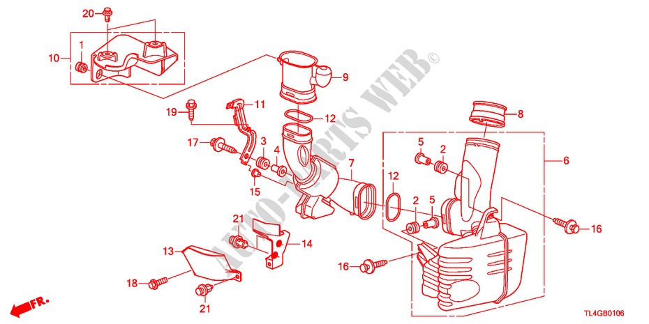 RESONATOR CHAMBER(2.4L) for Honda ACCORD TOURER 2.4 EXECUTIVE 5 Doors 6 speed manual 2012