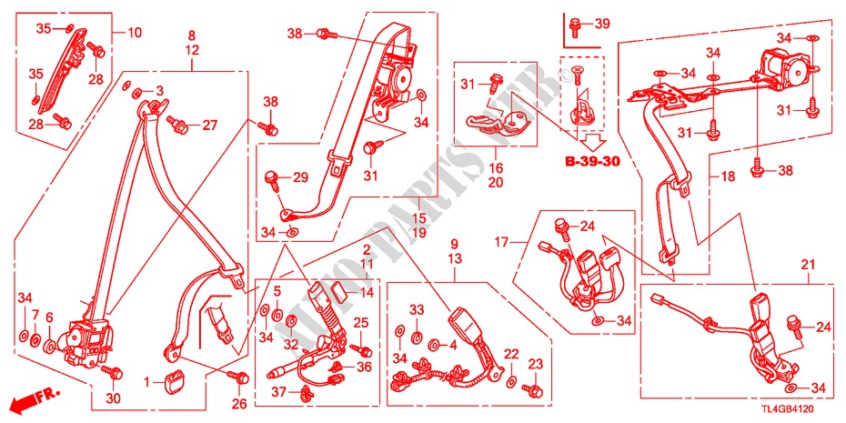 SEATBELTS for Honda ACCORD TOURER 2.4 EXECUTIVE 5 Doors 6 speed manual 2012