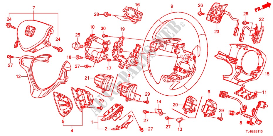 STEERING WHEEL(SRS) for Honda ACCORD TOURER 2.0 ES-GT 5 Doors 6 speed manual 2012