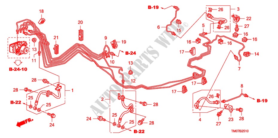 BRAKE LINES(ABS)(DRUM)(LH ) for Honda CITY LX 4 Doors 5 speed manual 2010