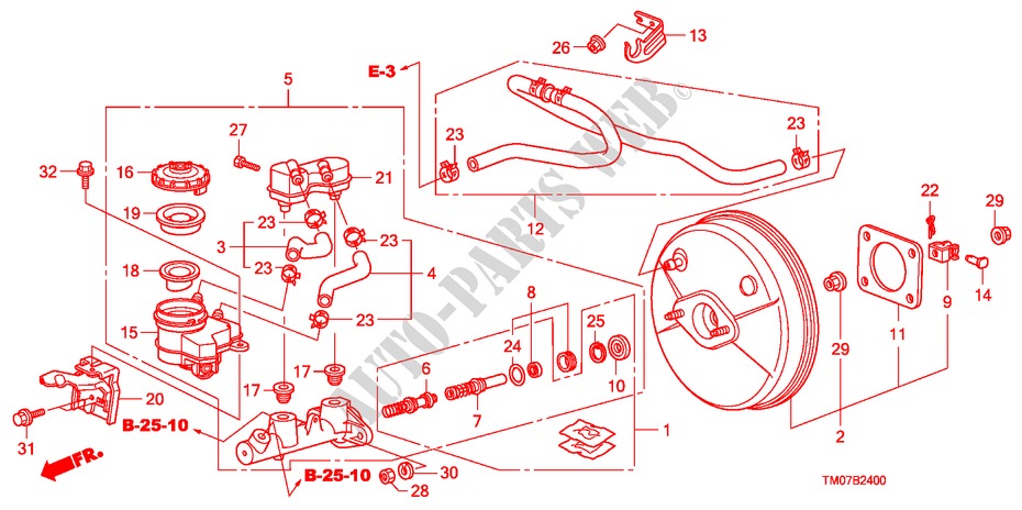 BRAKE MASTER CYLINDER/MAS TER POWER(LH)(1) for Honda CITY LX 4 Doors 5 speed manual 2010