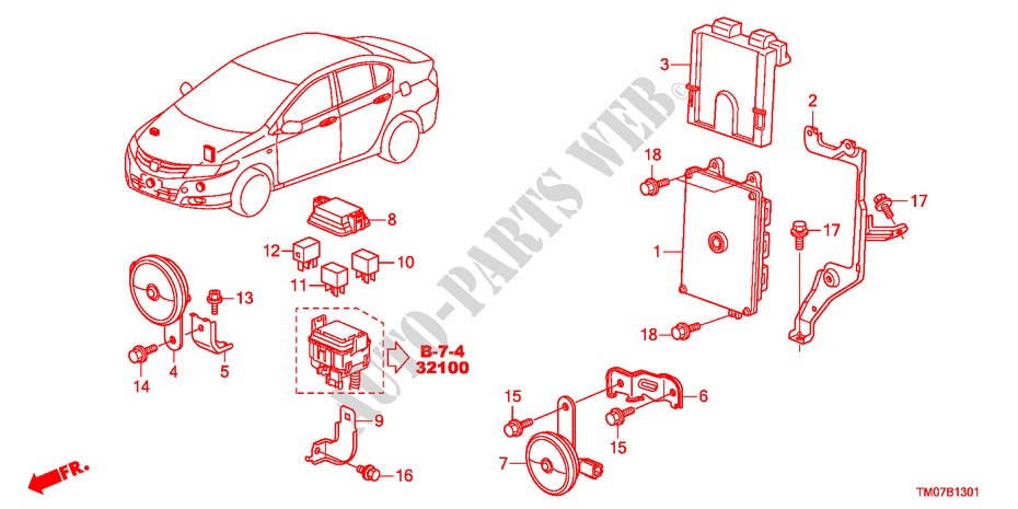 CONTROL UNIT(ENGINE ROOM) (RH) for Honda BALLADE VTI-L 4 Doors 5 speed manual 2011